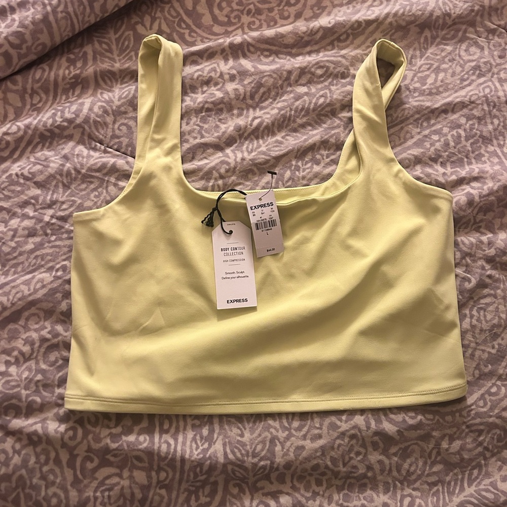 Express Women's Light Yellow Crop Top